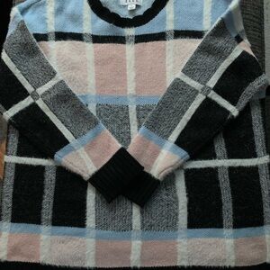Elle Color block Sweater in Black and Light Blue and Pink SzXL